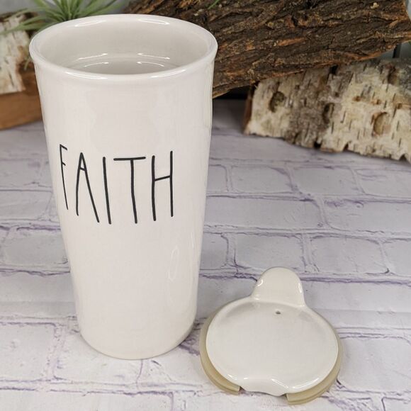 Rae Dunn FAITH Ceramic Travel Tumbler Mug with Lid - Picture 3 of 8